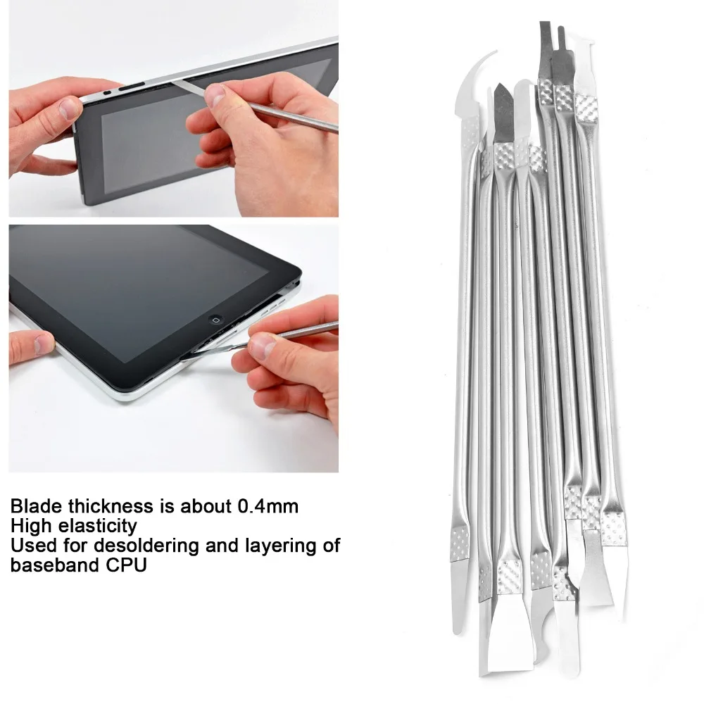 8pcs Ultra Thin Blade IC Chip Removal Tool Metal Spudger Dual Ends Phone Chip Repair Knife Disassemble Pry Tool Alignment Tool