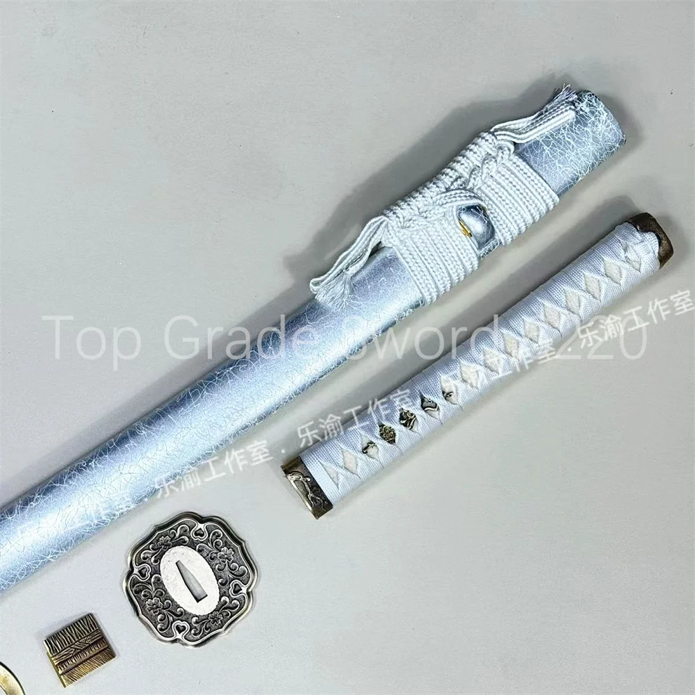 A Set Very Nice Tsuka Handle Brass Tsuba Handguard Habaki Seppa Hardwood Sheath For Real Samurai Katana Wakizashi Sword Parts