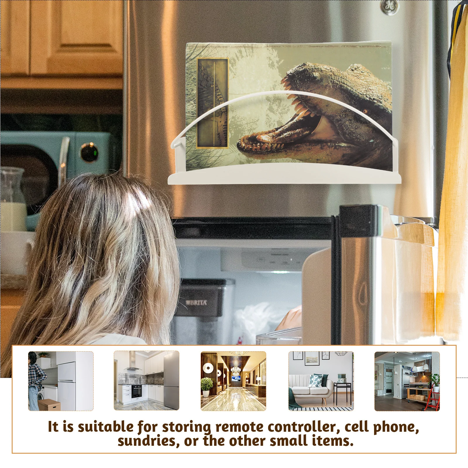 

Magnetic Film Holder Refrigerator Hanging Rack Magazine Storage Bookends for Shelves