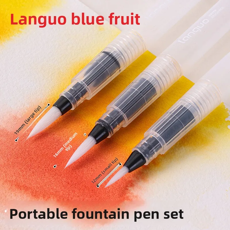Languo Portable Fountain Pen Watercolor Paint Painting Tool Water Absorbing Brush Soft Tip Water Injection Stone Plastic Clay