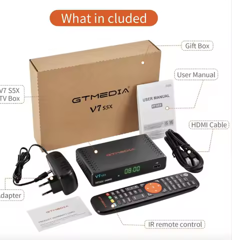 60PCS GTMEDIA V7 S5X DVB-S2 HD PowerVU satellite receiver DVB-S/S2/S2X AVS+ VCM/ACM vs v7 hd v7 s2x freesat v7s hd