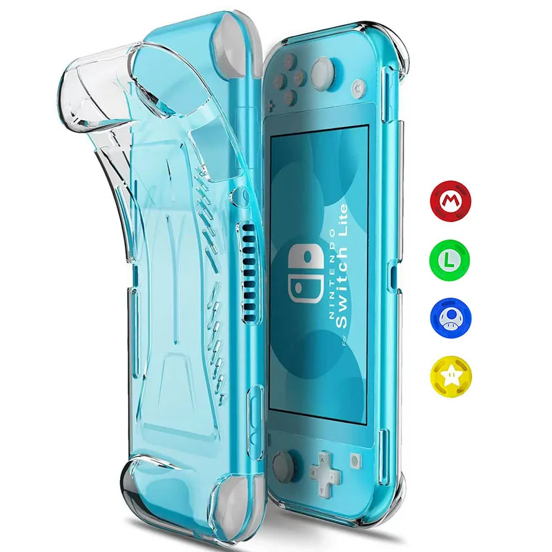 NS Lite Non-slip Ergonomic Soft TPU Grip Case Cover Guards For Nintendo Switch Lite Console w/ Free Thumb Stick Button Cover