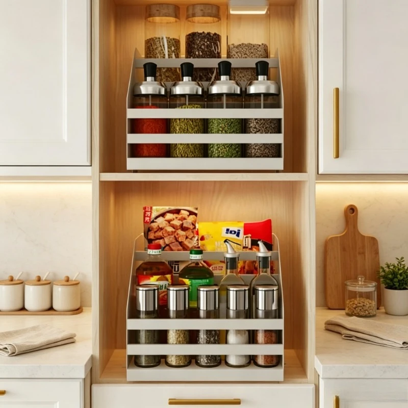 Kitchen Pull Down Cabinet Basket Lift Storage Rack Hanging Cupboard Shelf Seasoning Organizer High Cabinet Home Use 수납 바구니