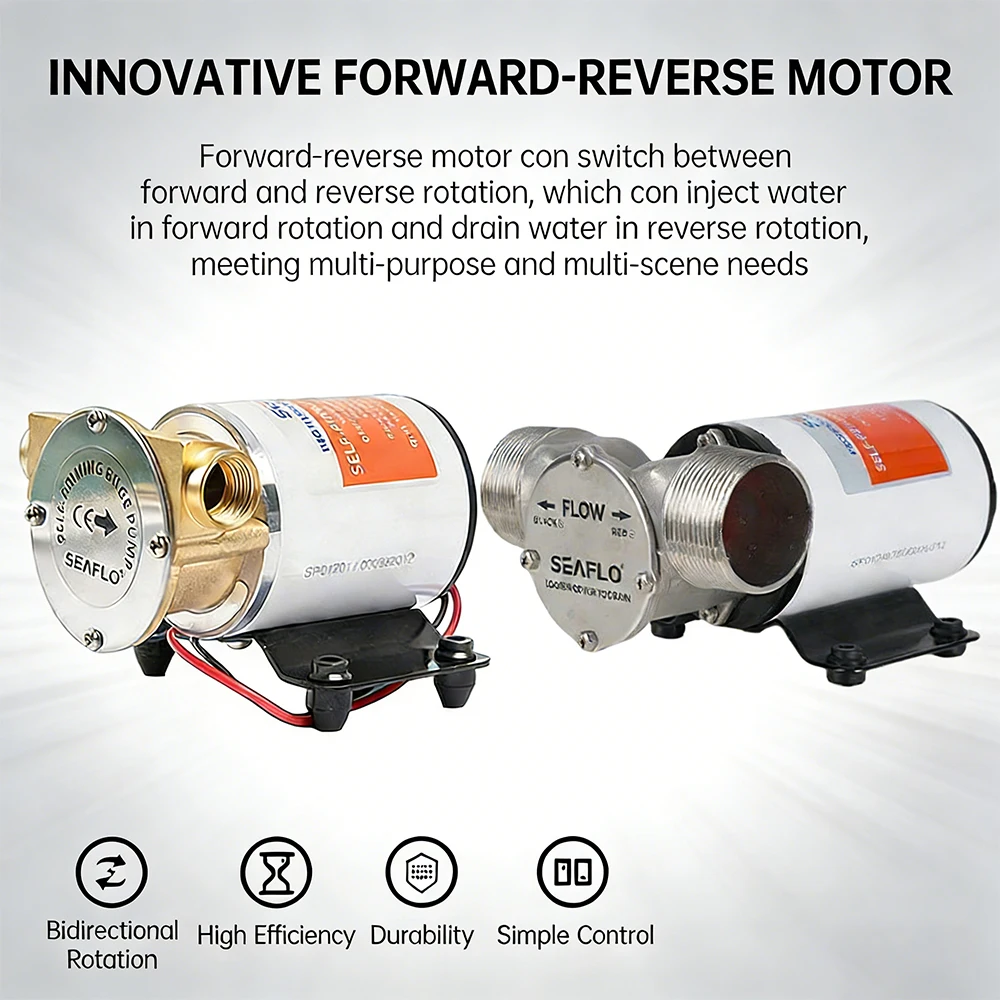 DC24V Marine High-Flow Self-Priming Drainage Pump - Bidirectional Rotation Centrifugal Pump for Pumping/Replenishing Water Pump