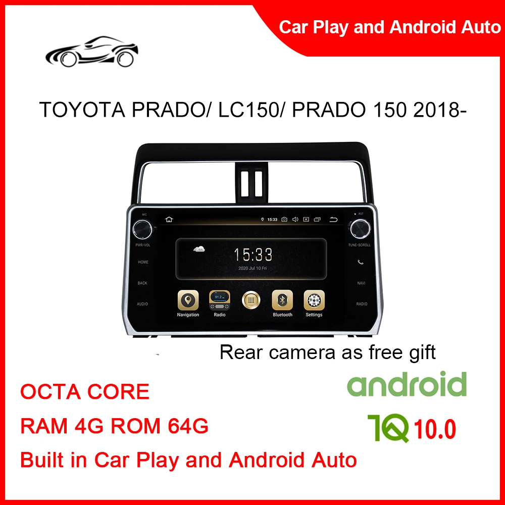 

CUSP Big Screen GPS Car 4G For TOYOTA PRADO 2018- 10.1inch 4G+64G Car DVD Player Android Car Stereo Android Universal Car Play