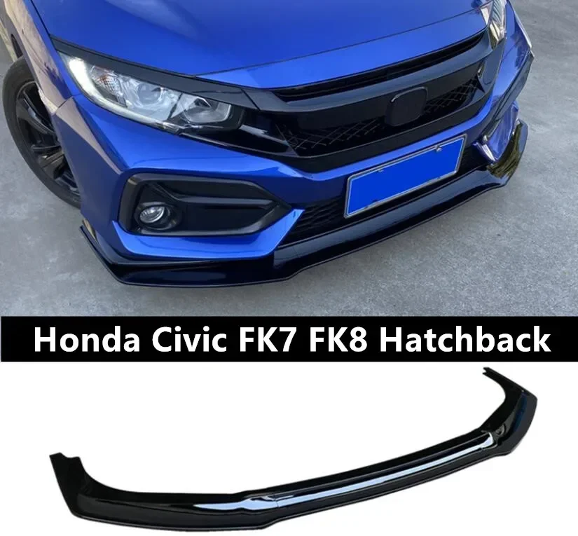 3PCS/SET ABS PAINT CARBON FRONT BUMPER SPOILER LIP SPLITTERS WIND KNFE COVER For Honda Civic FK7 Hatchback 2017-2022