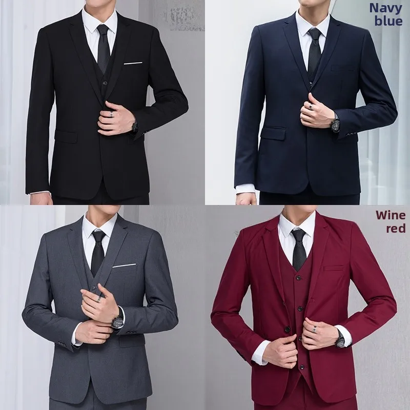 New Men's Faionable Suit Jaet Student Work omsmen Workwear Ultra Slim Fit Busin Gentleman Long Sve Button up