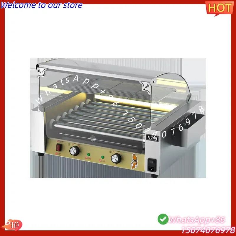 2026 Temp Control BBQ Machine Model Wholesale Arc-shaped 7-Roller Hot Dog Roller Capacity Stainless Steel Sausage Grill