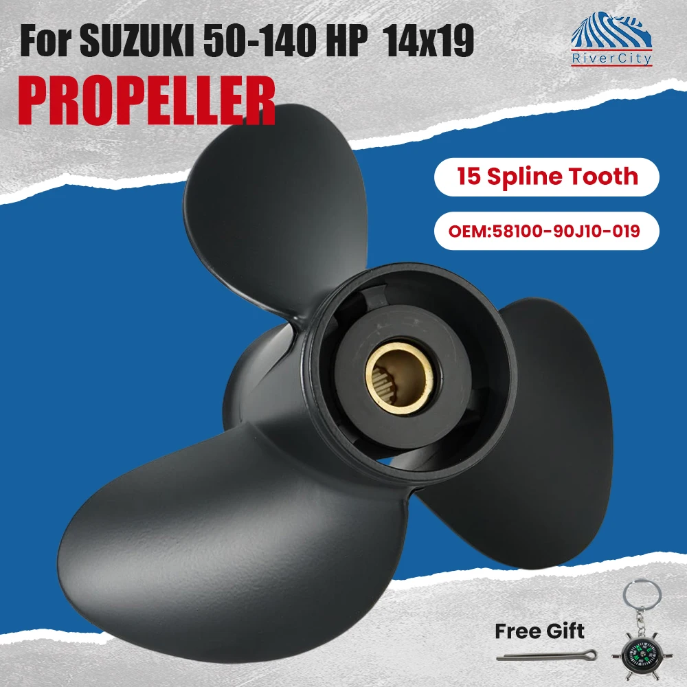 Outboard Propeller 14X19 for Suzuki 90HP 100HP 115HP 140HP Boat Motor Aluminum Alloy Screw Ship Marine Engine 3 Blade 15 Spline