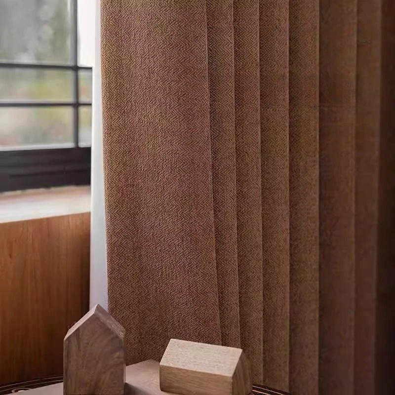 Classic Jacquard Brown&green Full Blackout Drapes Curtain Living Room American Retro French Window Soundproof Curtains Sunshade