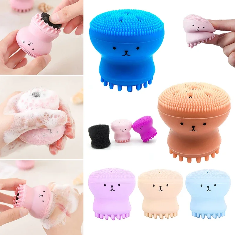 Octopus Facial Brush With Sponge Skin Cleaning Brush Face Cleaner Small Skincare Makeup Tools