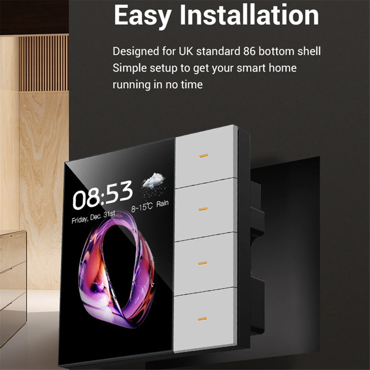 

RISEN 3.5 Inch Smart Wall Switch Touch Screen 4 Groups Switch 8-Way Scene Radar Sensor Dimming Switch Curtain Tuya Zigbee B