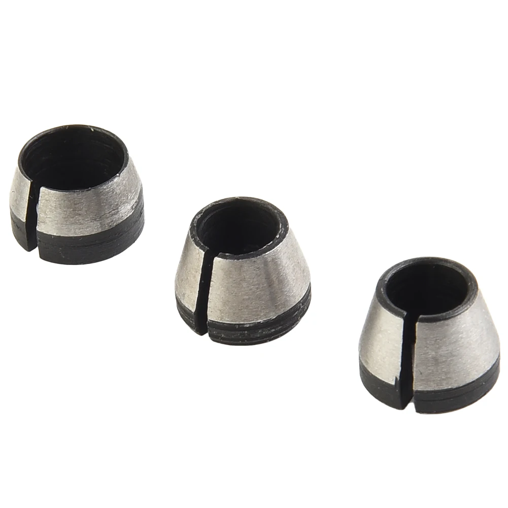 3pcs  Carbon Steel  6mm 6.35mm 8mm Collet Chuck For Engraving Trimming Machine Electric Router High Hardness