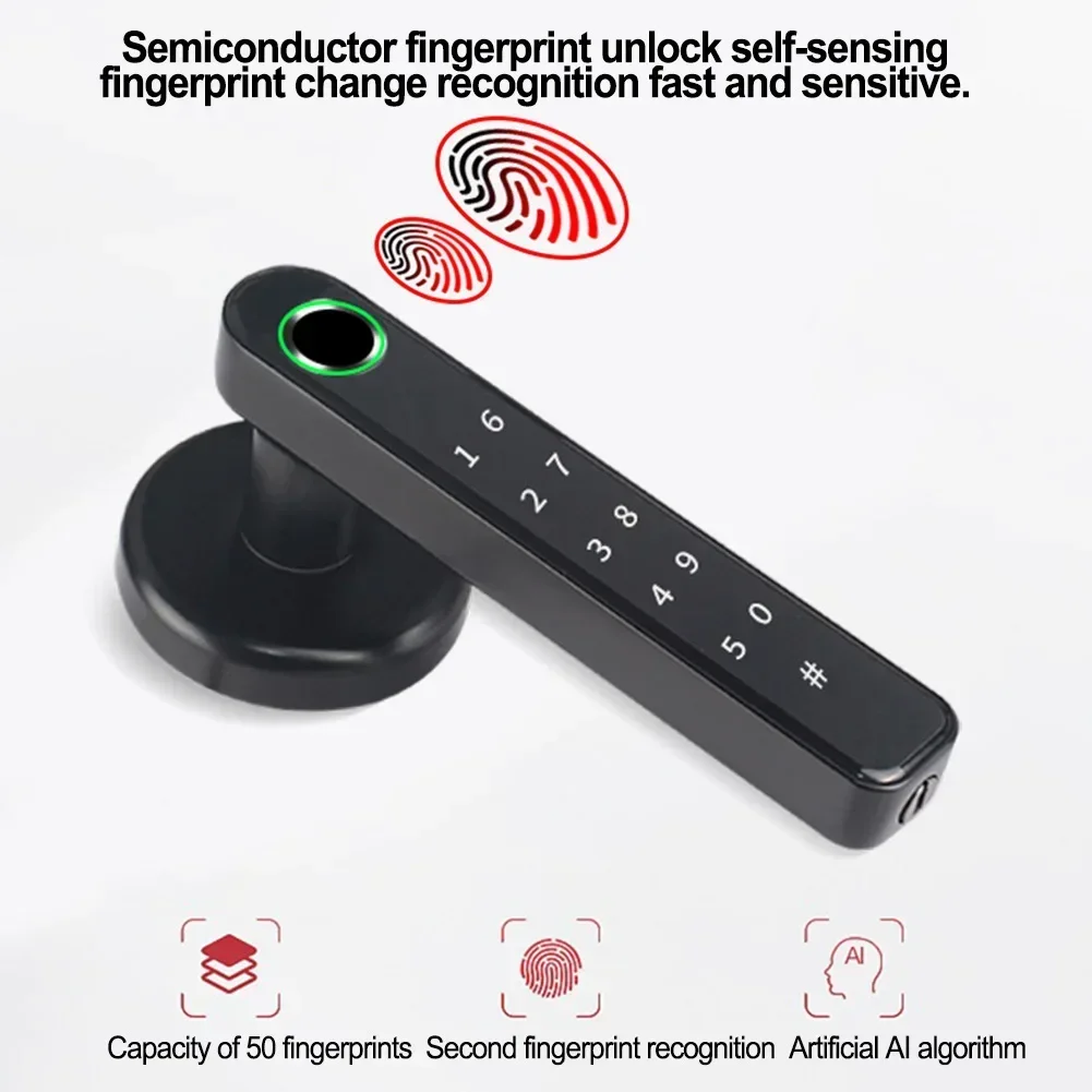 Bluetooth Fingerprint Door Lock With Password Mechanical Key Unlocking For Wooden Door Single Handlelife