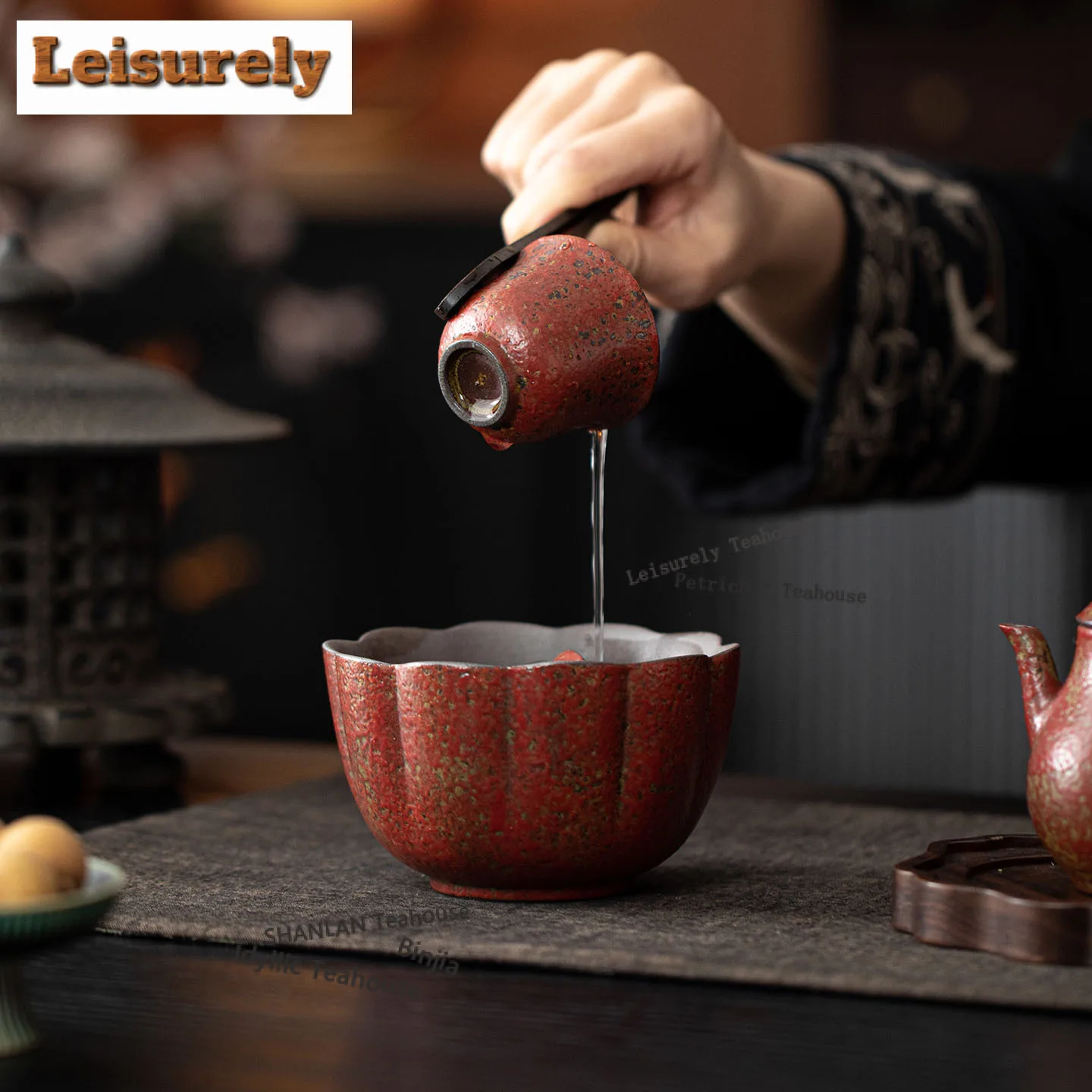 300ml Kiln Fambe Red Lotus Jianshui Tea Cup Wash Writing-brush Washer Water Washing Slag Tank Chaxi Equipment Collection Craft