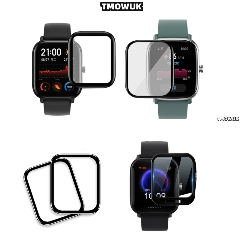 

For Amazfit BIP 3 5 6 U Pro Active Unity GTS 2E 2 3 4 MINI, Long-Lasting Full Cover Screen Film With 3D Curved Edge Guard