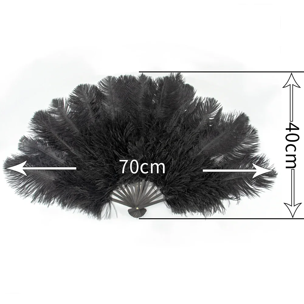 Yellow Fluffy Ostrich Feather Hand Fans 10-12Inch Stage Performance Dance Wedding Party Carnival Accessories Belly Dance Decor