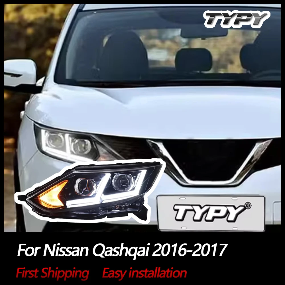 

TYPY New LED Headlight Upgrade Modified Full Head Lamp For Nissan Qashqai 2016-2017 Turn Signals Daytime Running Lights