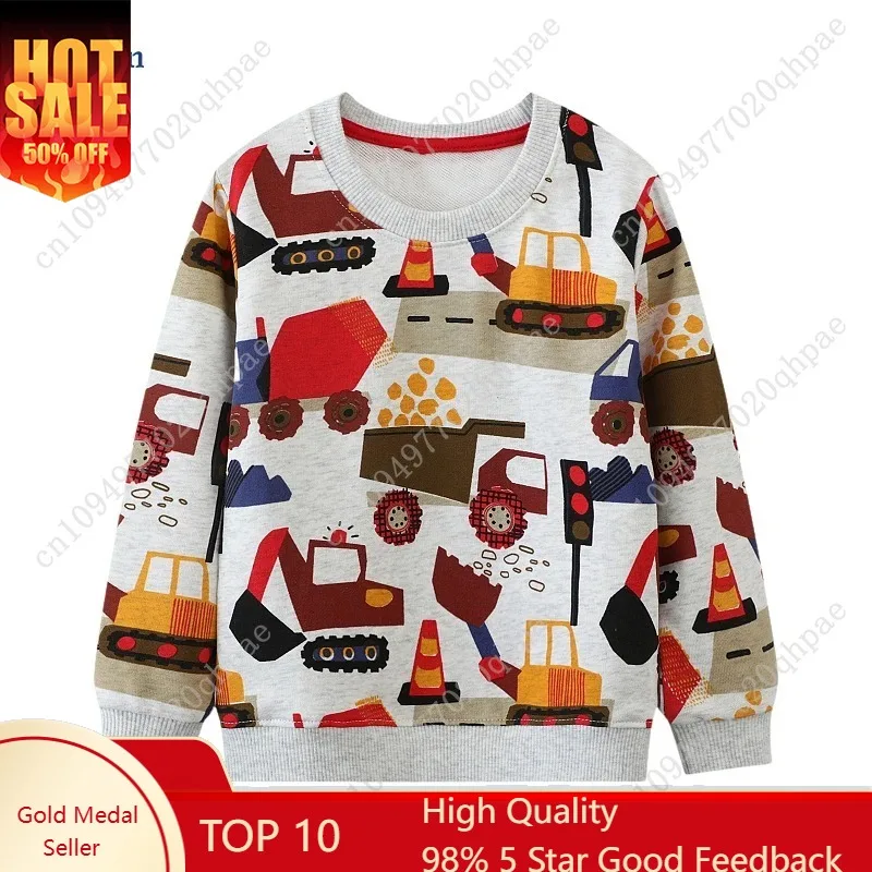 

Little maven Hoodies Kids Clothes Baby Boys Children's Clothing 2024 Autumn Spring New Cartoon Excavators Infants Sweatshirts