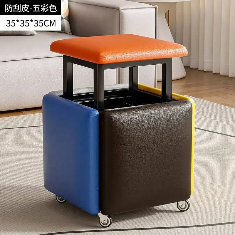 Suitable for Living Room, Bedroom Furniture, Modern Creative Five in One Sofa Stool, Nordic Folding Iron Frame Storage Stool