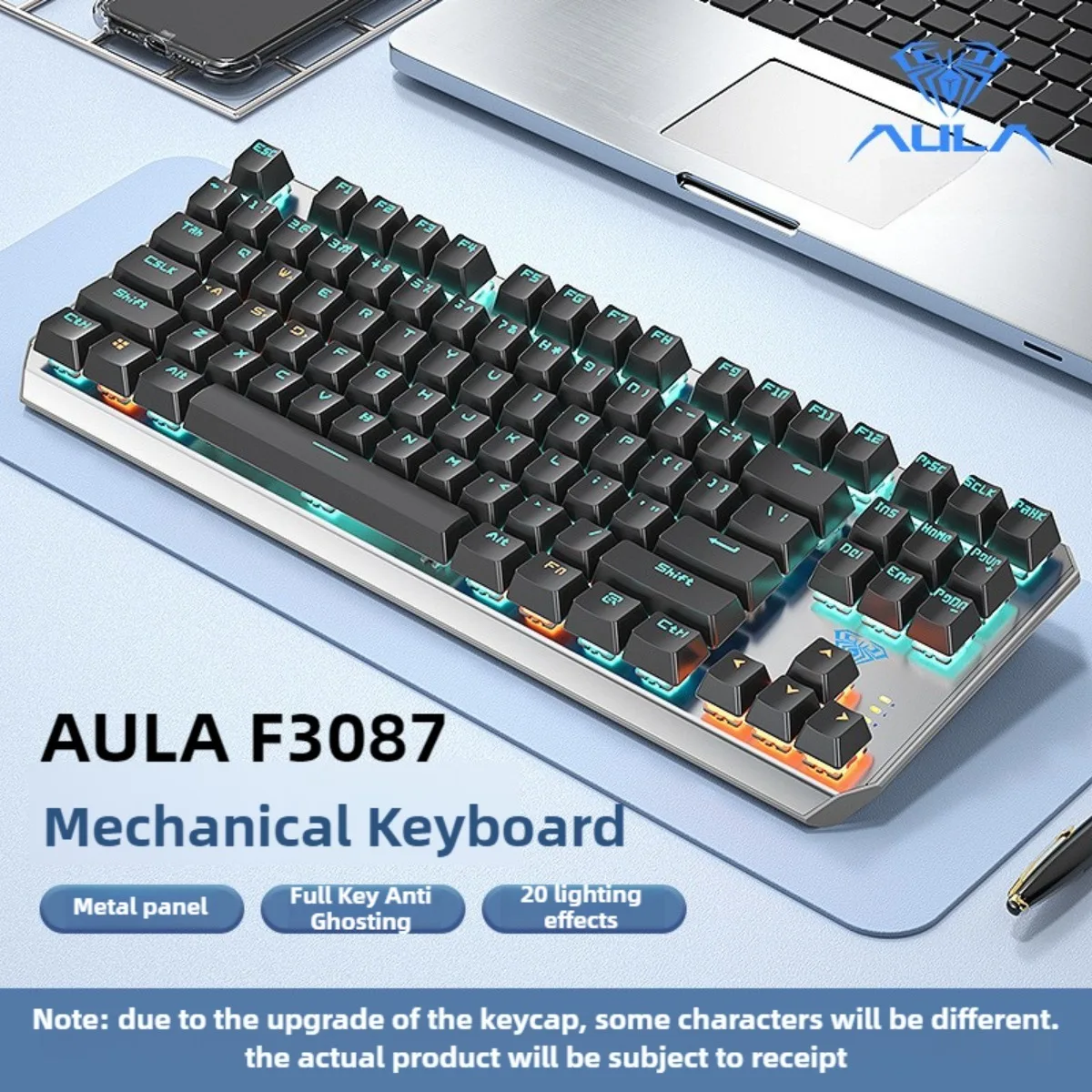 

AULA F3087 Gaming Mechanical Keyboard Full Key Anti Ghosting RGB Backlight Metal Panel Wired Keyboard Game Accessories Gift