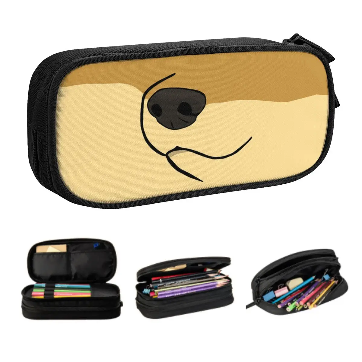 Custom Shiba Inu Doge Meme Korean Pencil Case Large Capacity Kawaii Japanese Hunting Dog Pencil Bag Pouch Students Stationery