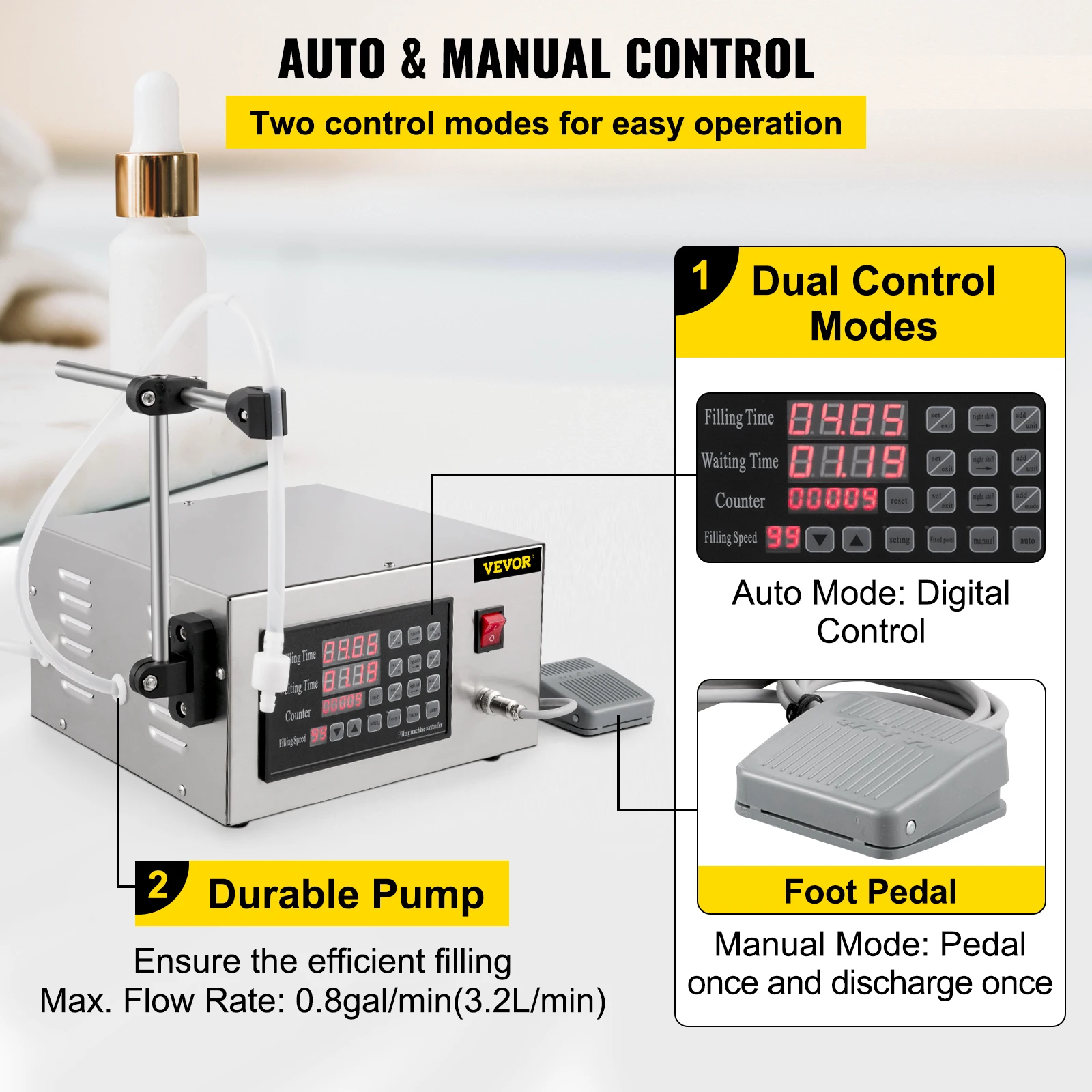 VEVOR Kỹ Thuật Số Chất Lỏng Máy Làm 5-3500ML Thương Mại Bình Sữa Tự Động Chất Độn Cho Uống Mỹ Phẩm Nước Giải Khát Nước Hoa Nước Sữa