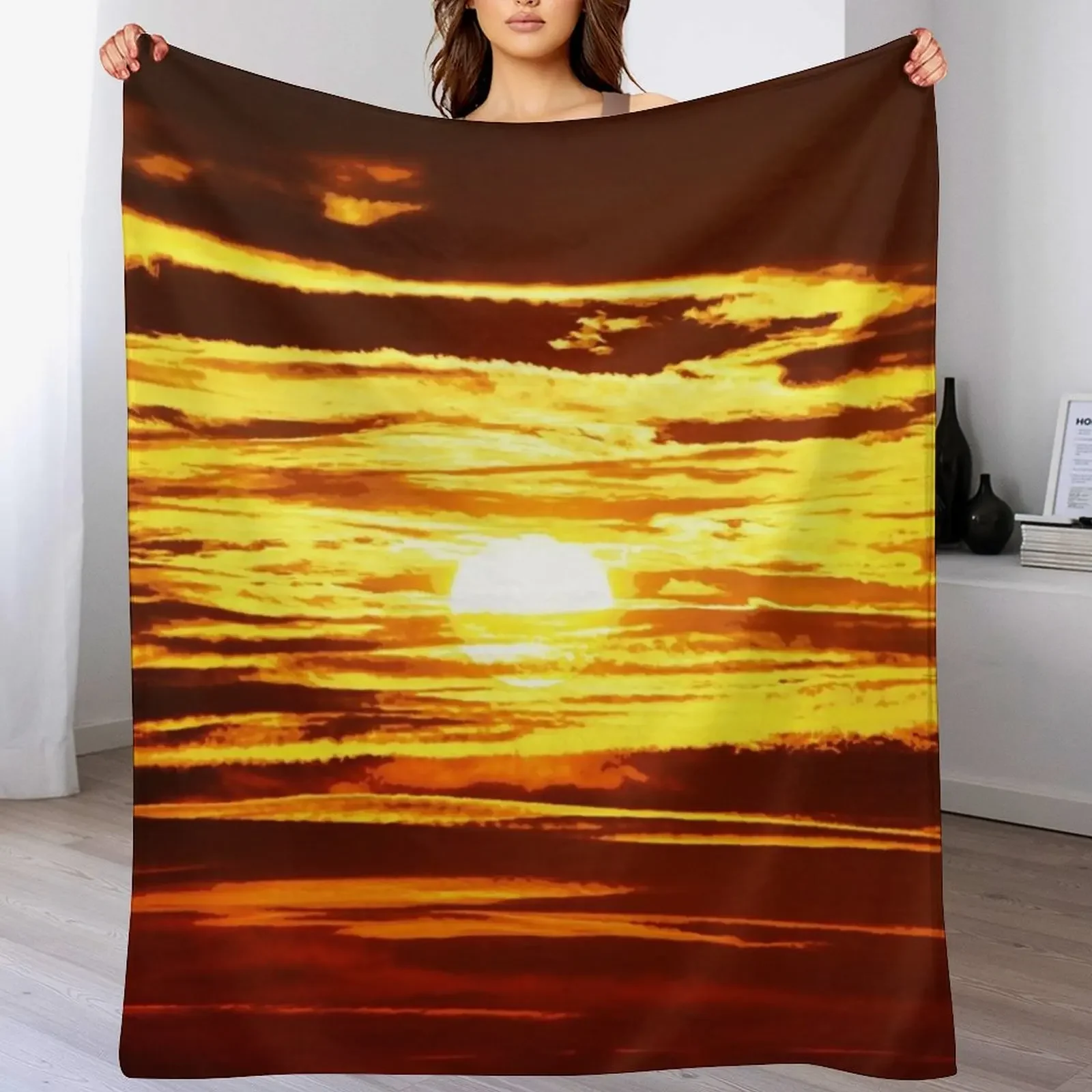 Setting Sun Throw Blanket Camping Plaid on the sofa Decorative Beds Blankets