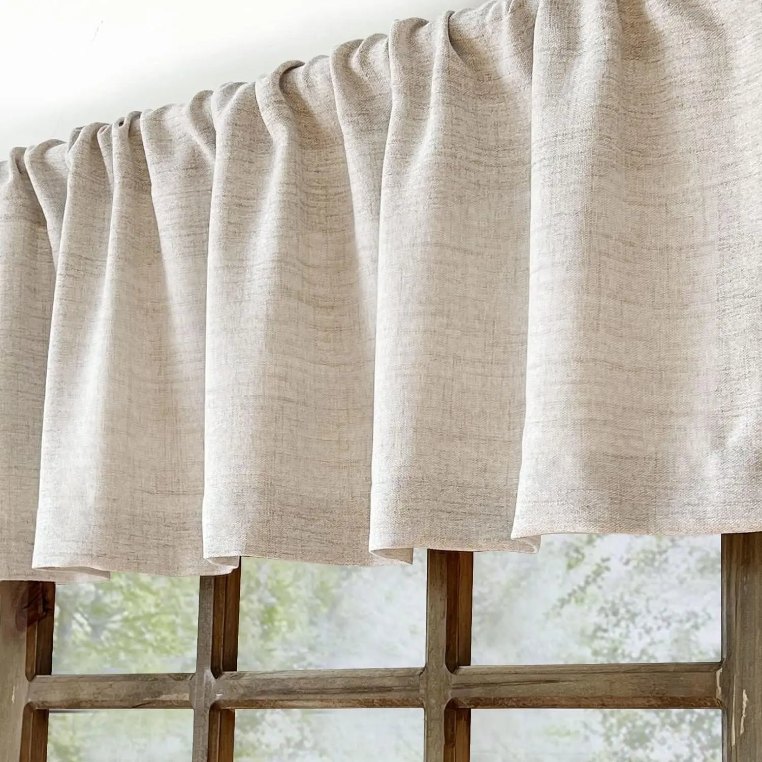 1 Pack Linen Valance for Windows Kitchen Living Room Valances Rod Pocket Farmhouse Country Bathroom Small Window Treatment
