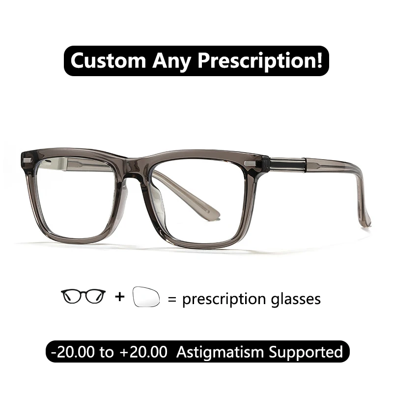 

Custom Prescription Optical Glasses Minus Blue Light Filter Large Square Reading Glasses Men Prescription Glasses for Myopia