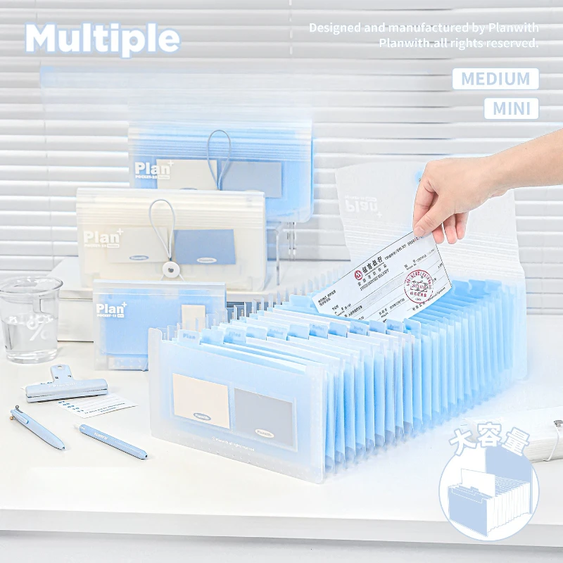 Expandable Standing File Organizer with 13 Pockets Accordion Document Folder Office School Portable Expanding Classification Box