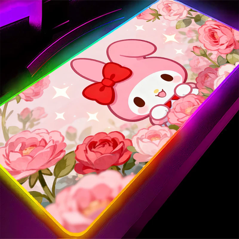 

Rubber RGB Mouse Pad gamer Larger LED Keyboard NonSlip Computer Carpet Desk Mat Anime Gamer My Melody 90x40cm Backlight MousePad