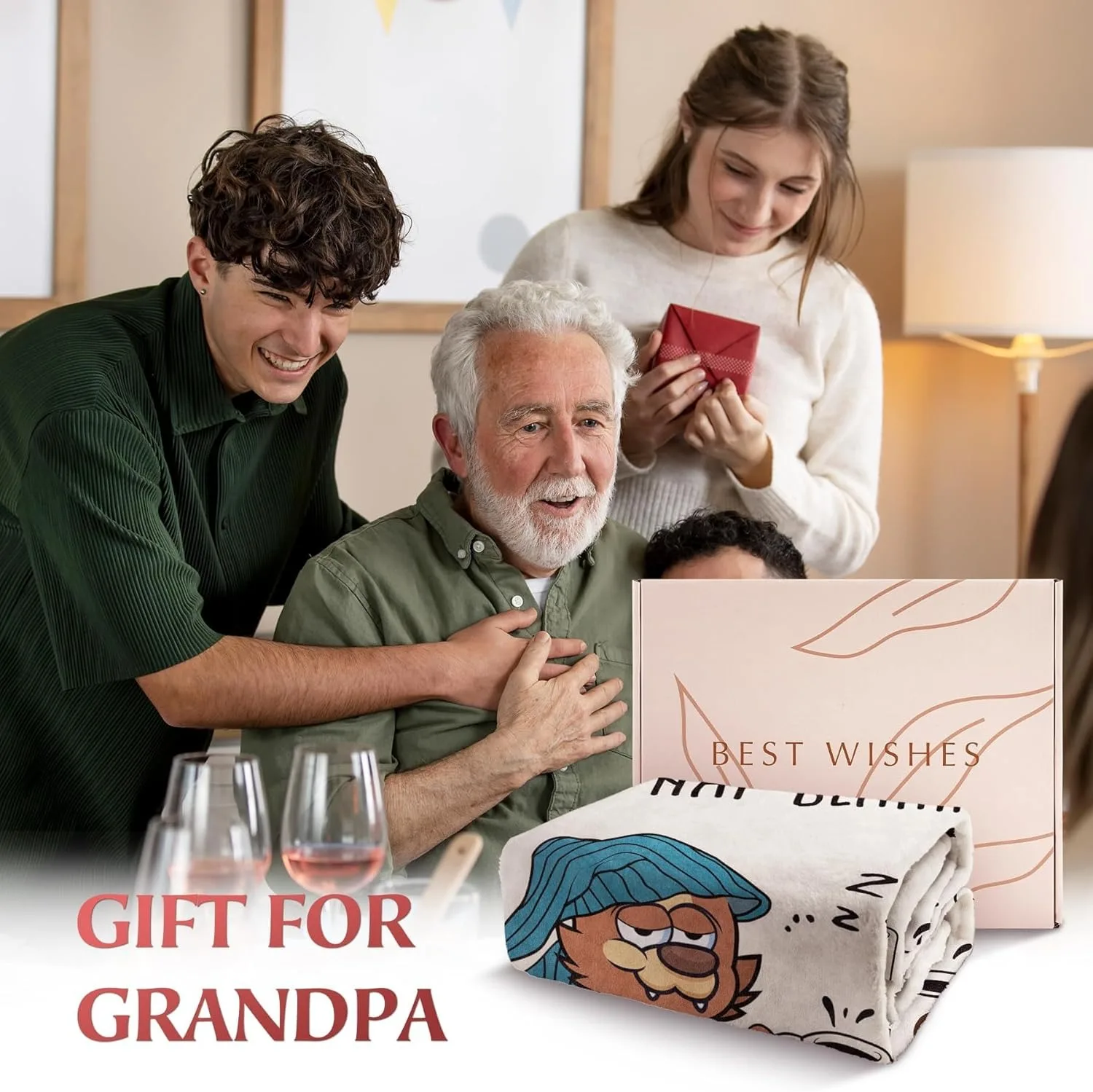 1PC Blanket Festival Gifts for Elder Grandpa Grandma Mom Dad idea Gifts Birthday gifts Warm soft Throw Nap Blankets Gift Season