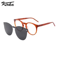 Kirka-gafas de sol polarizadas Unisex, lentes con Clip magnético de acetato, cristal redondo, capa, WD1347S