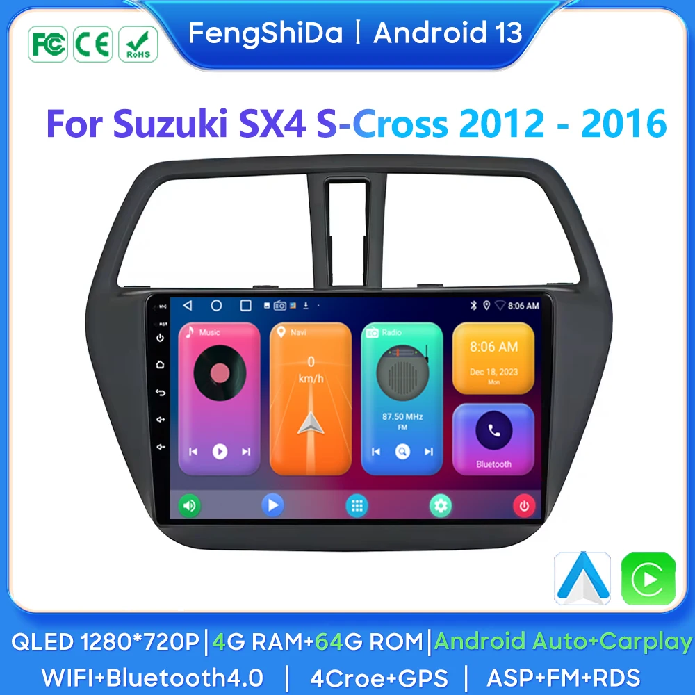 

Car Radio Android 13 Multimedia Video Player For Suzuki SX4 2 S-Cross 2012 - 2016 Auto Stereo GPS Navigation Screen Carplay WIFI