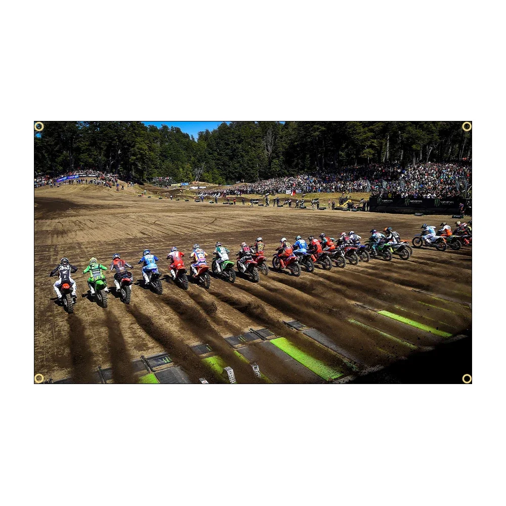 Motorcycle Racing Flag Polyester Printed 60x90cm 90x150cm Decorative Motorcross Banner for Motorcycle Enthusiasts