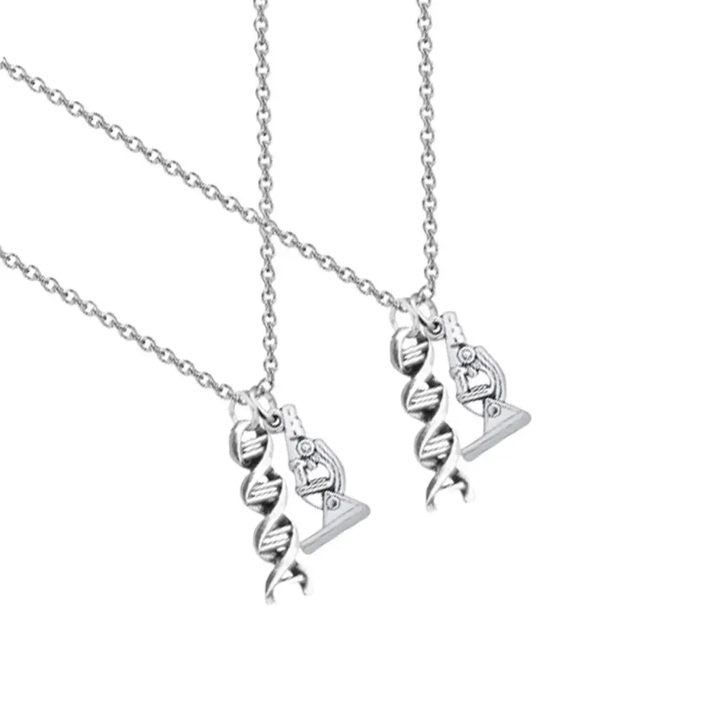 2Pcs Microscope Necklace Creative Design Alloy Pendant Graduation Gift Jewelry Decoration Creative Necklace