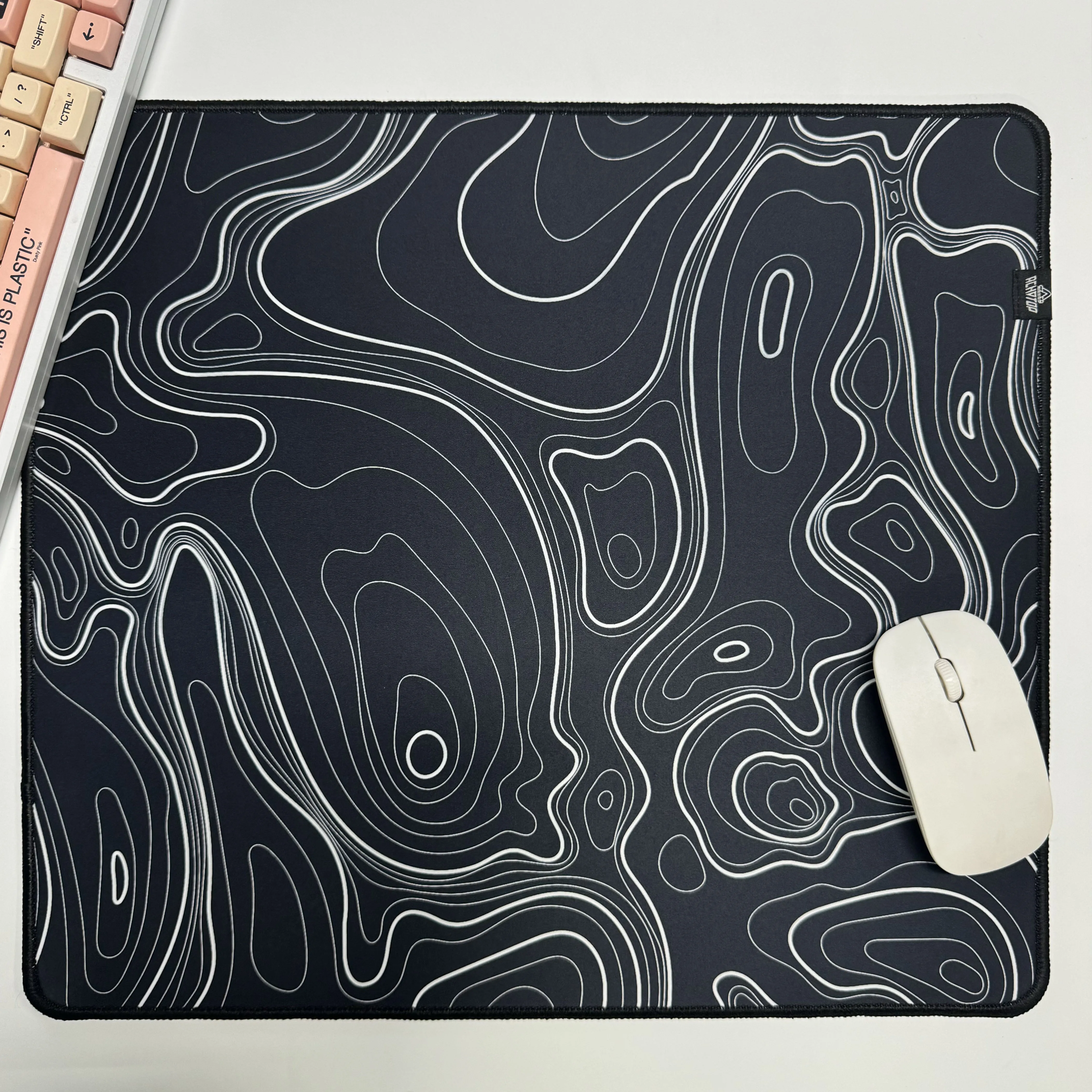 Control 400X450MM Mouse Mat Black Topographic Map Gaming Mouse Pad Durable Stitched Edges Mousepad Laptop Mice Pad keyboard Pads