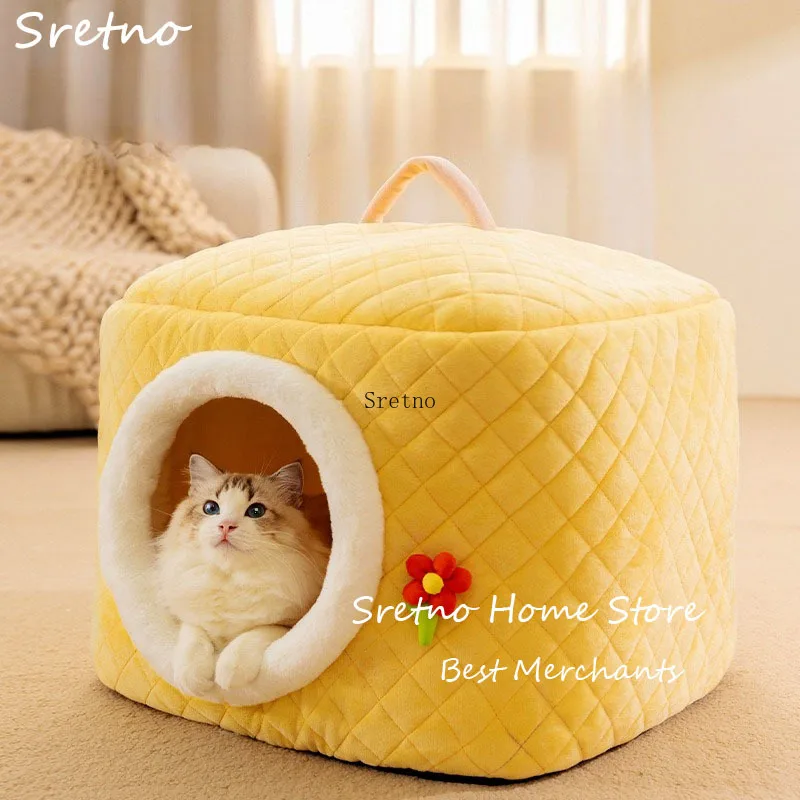 

SRETNO Enclosed Washable Cat Dog Beds Winter Pet House Dog Soft Nest Kennel Cozy Sleeping Warm Cave For Small Medium Dogs Cats