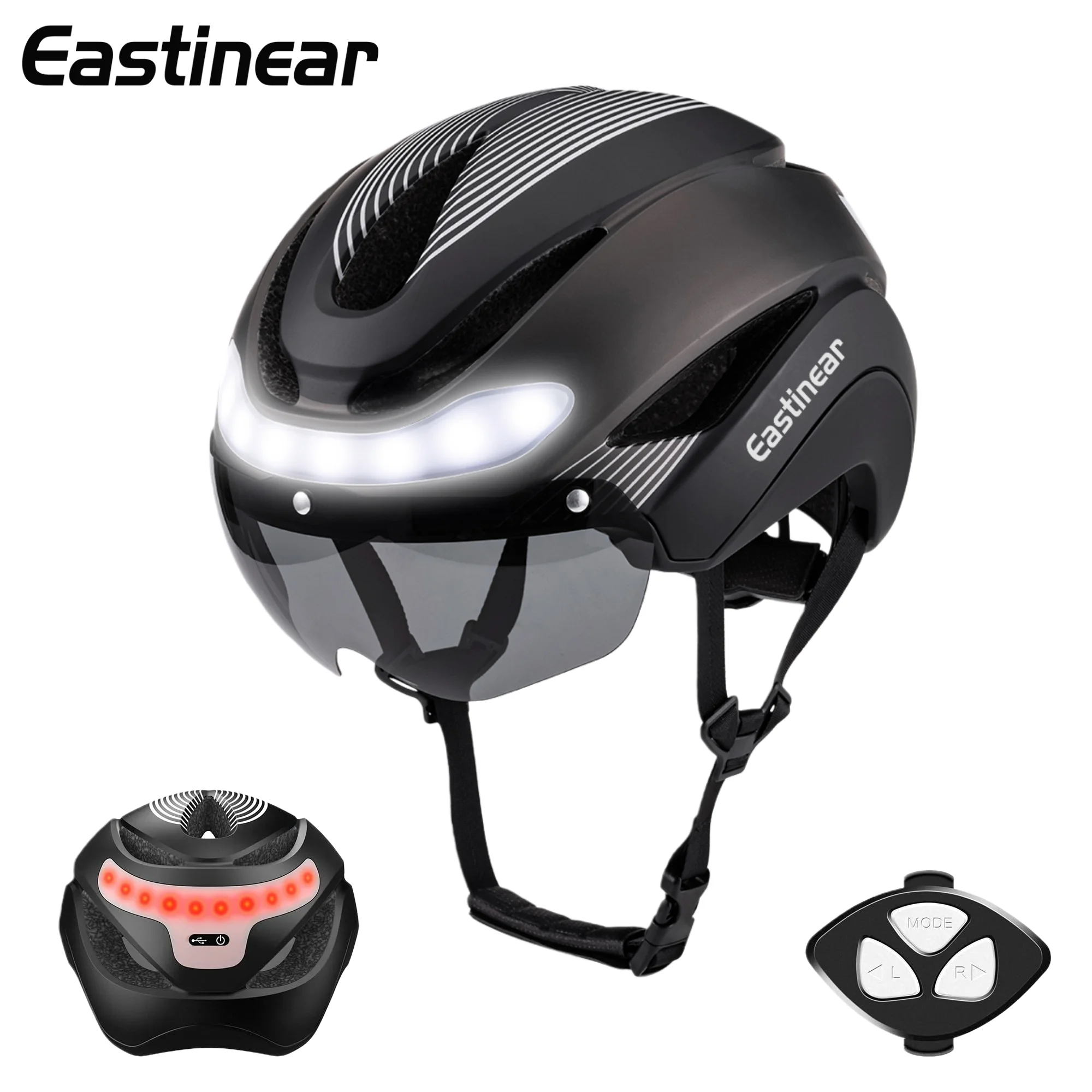 Eastinear Fahrradhelm Ride LED-Leuchten vorne und hinten, urbaner Rennradhelm, wiederaufladbares Blinker-Fahrradzubehör – Detail 10