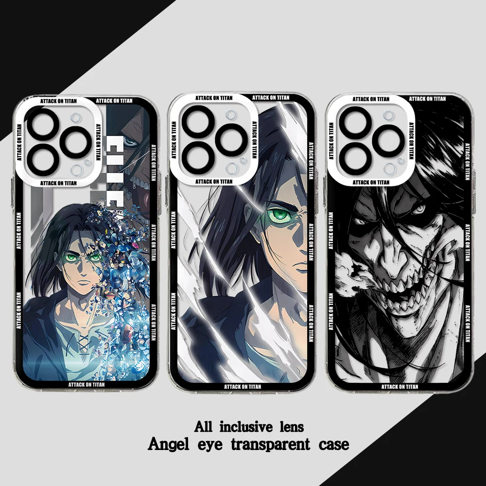 Japan Anime Attack On Titan Hot Phone Case For iPhone 15 14 13 12 11 Mini Pro Max X XR XSMax 6S 7 8 Plus SE20 Transparent Cover