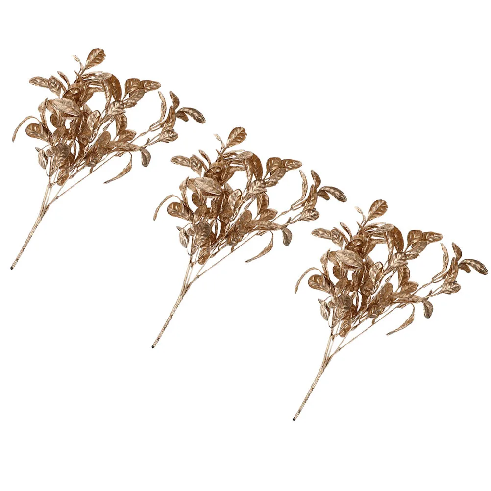 

3Pcs Christmas Artificial Leaves Bright Color Decorative Stems for Xmas Tree Wreath Making Flower Arrangements Home Decor