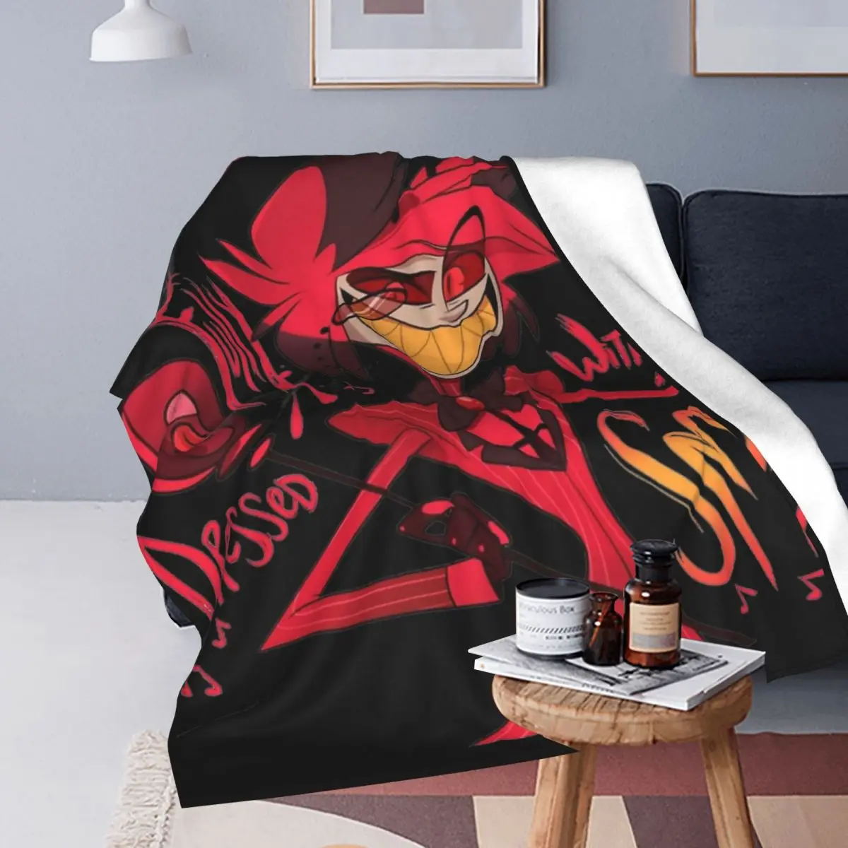 Hazbin Hotels Alastor Blankets Wool Awesome Warm Throw Blankets for Chair Covering Sofa Decoration