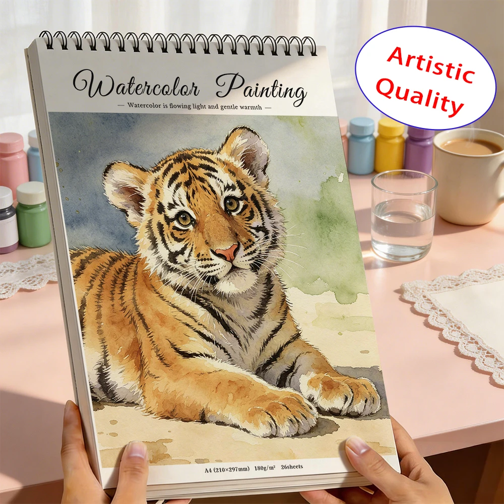 A4 180gsm Lightweight Watercolour Sketch Book 26 Pages Color Lock Drawing Paper For Beginner Artist Wildlife Pet Nature Hand Pai