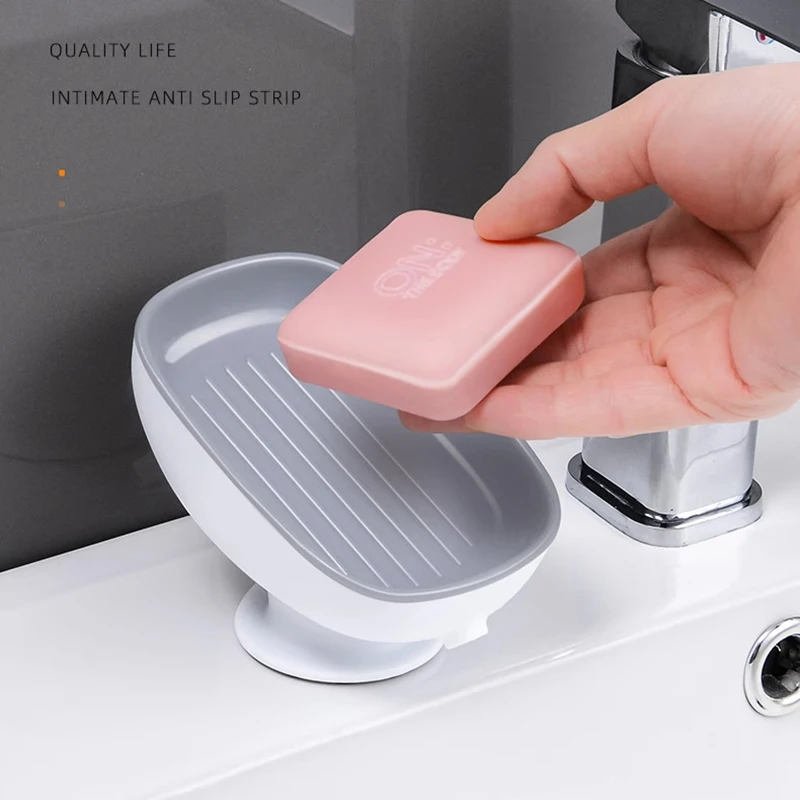 Drainage-Free Soap Box Household Soap Box Suction Cup Toilet Countertop Removable Soap Box