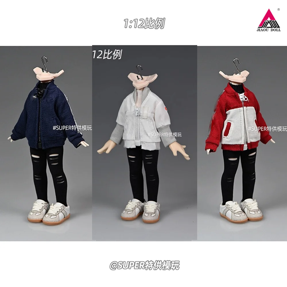 

1/12 Scale School Coat Zipper Jacket Tight Trousers Clothes Model Fit 6'' Azone Soldier BJD Action Figure Body Dolls