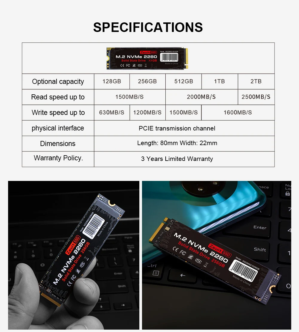 ZSUIT-Unidade Interna de Estado Sólido para Laptop, M.2 NVME SSD, PCIe 3.0, 128GB, Disco Rígido, Notebook, Atacado, 5Pcs, 1Pc, 128g