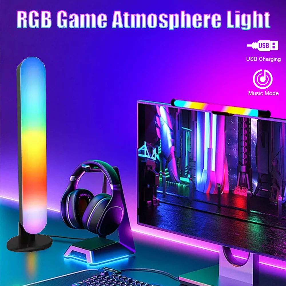 

Умная светодиодная подсветка, панели окружающего освещения RGB, ритм-лампа, пульт дистанционного управления и управление через приложение, подсветка синхронизации музыки для игрового ТВ-спальни