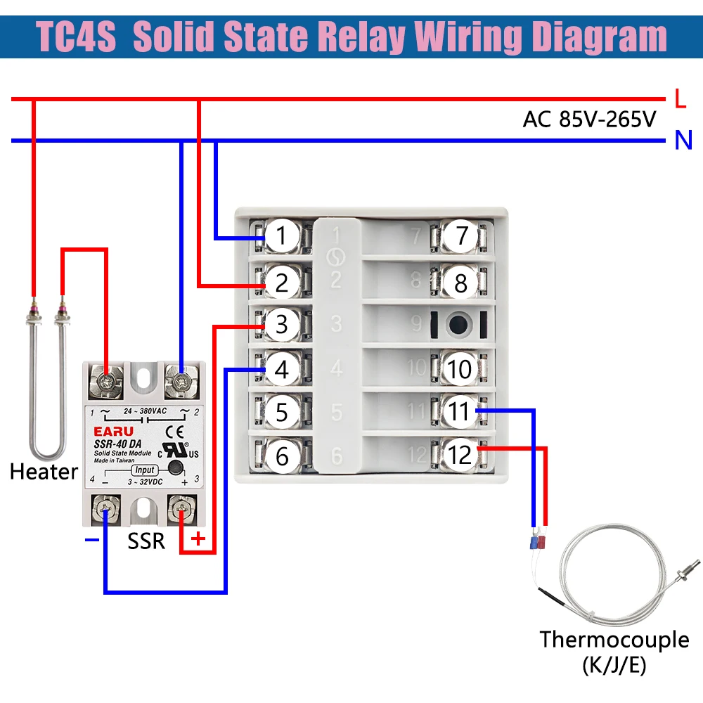 EARU Digitaler PID-Programmierbarer Temperaturregler Thermostat SSR-Relais Spannungsausgang mit SSR-40DA K Thermoelement-Sensor-Kit – Detail 11