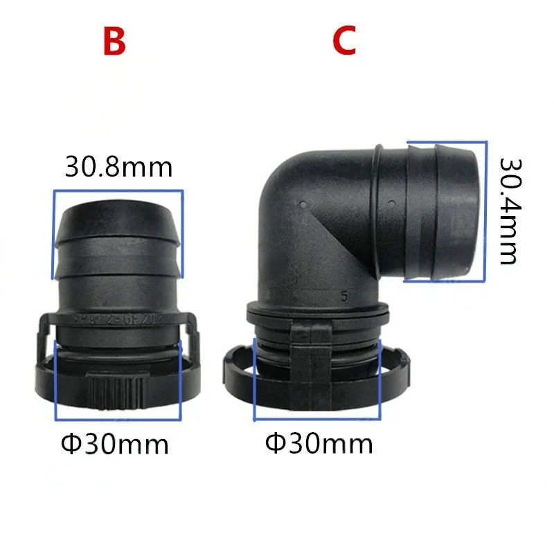 duży rozmiar 30mm Złączki rur wydechowych plastikowe złącze rury wydechowej do samochodu 1PC